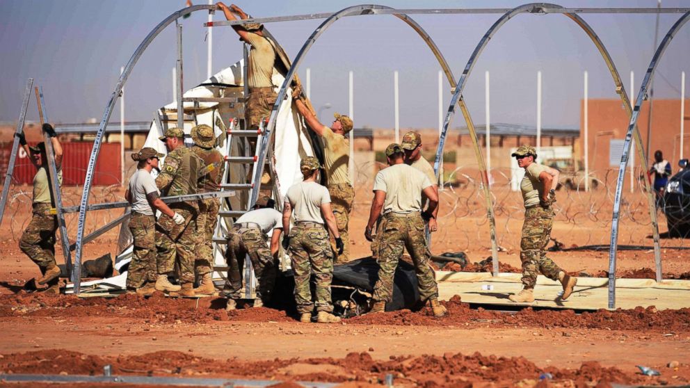 PHOTO: Airmen from the 724th Expeditionary Air Base Squadron take down tents from the old base to move to a new location, Sept. 11, 2017, at Air Base 201, in Agadez, Niger. 