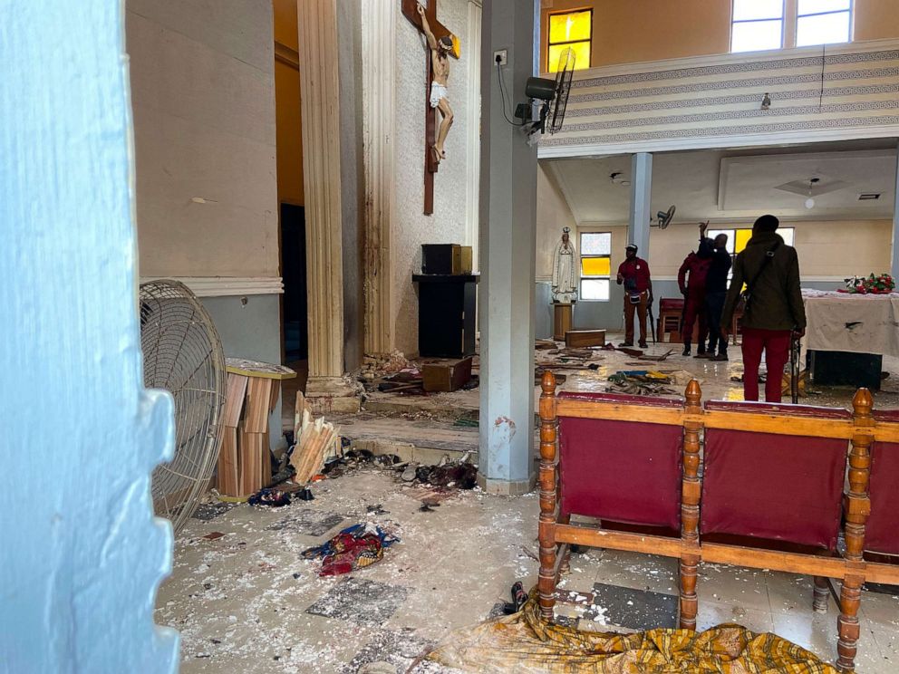 PHOTO: St. Francis Catholic Church following an attack in Owo, Nigeria, June 5, 2022.