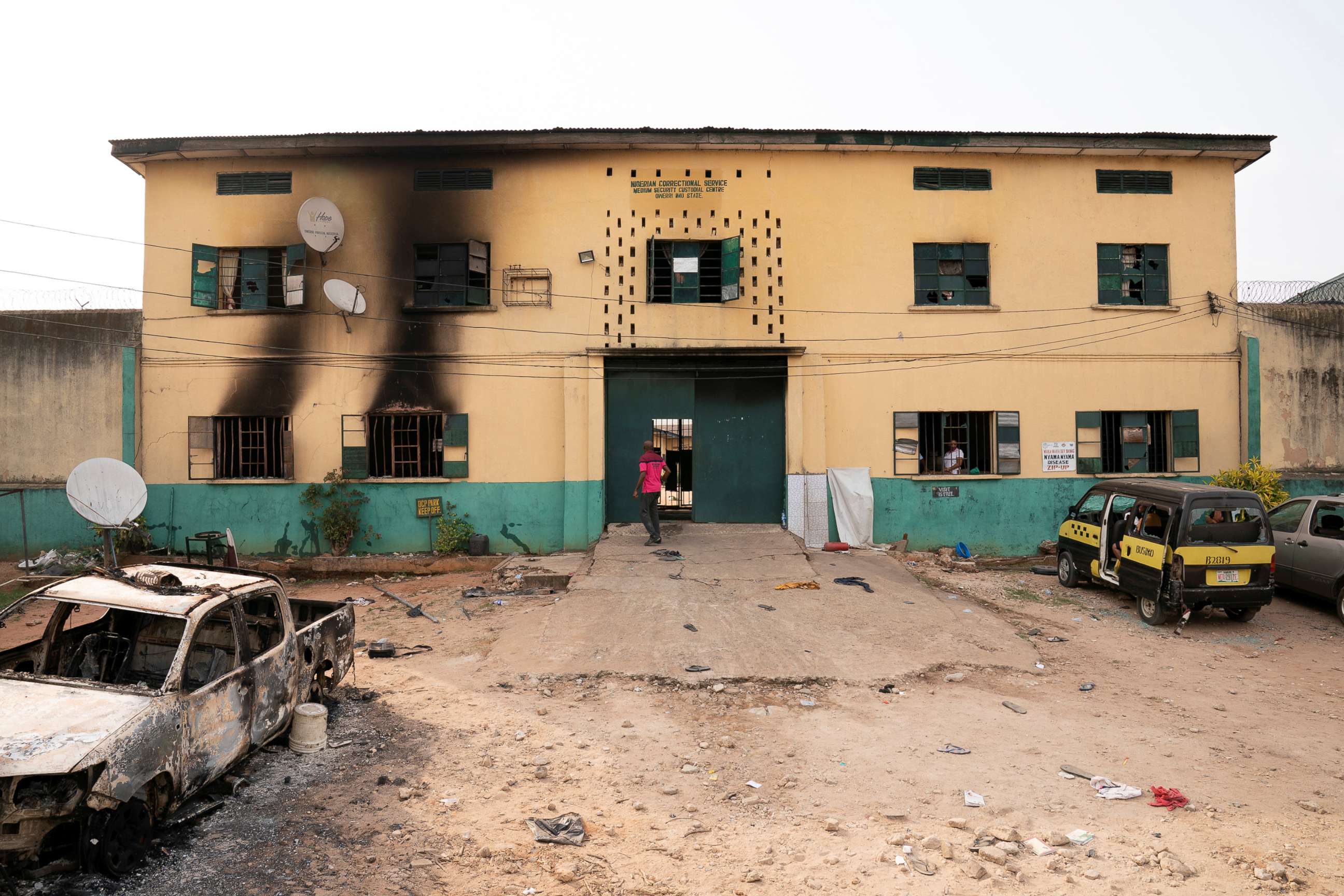 PHOTO: The main gate of the Nigerian Correctional Services facility that was attacked by gunmen, with large numbers of inmates set freed afterwards in Imo State, Nigeria April 5, 2021.