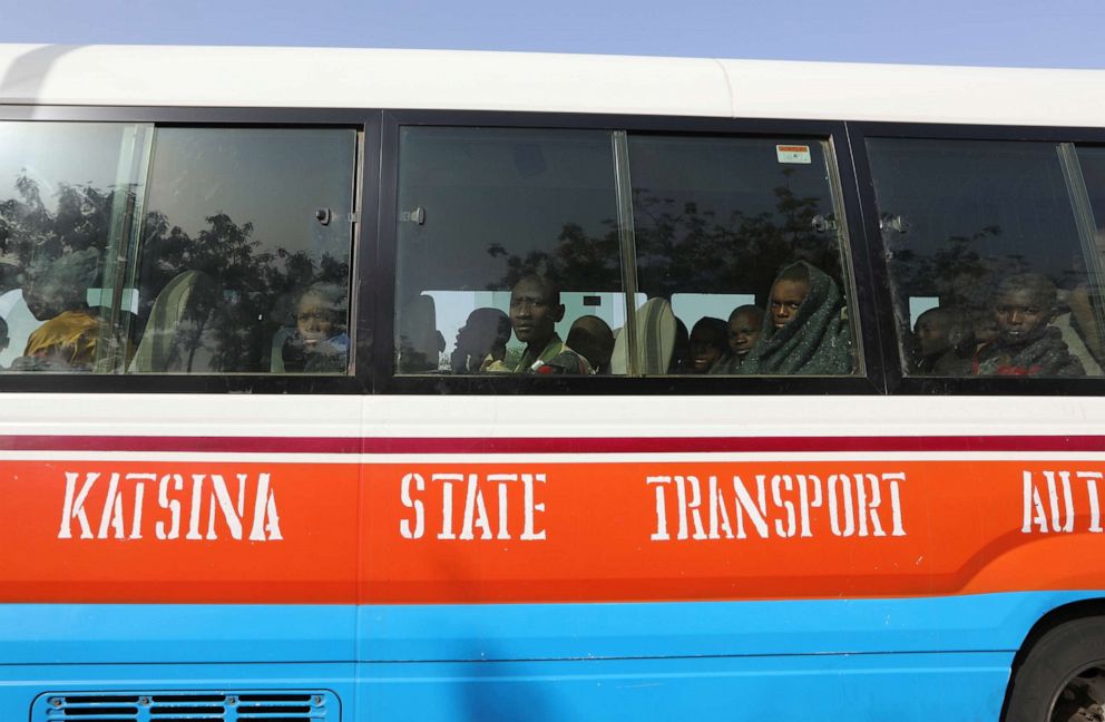 PHOTO: Rescued Nigerian school boys sit in a bus upon their arrival in Katsina, Nigeria, Dec. 18, 2020.