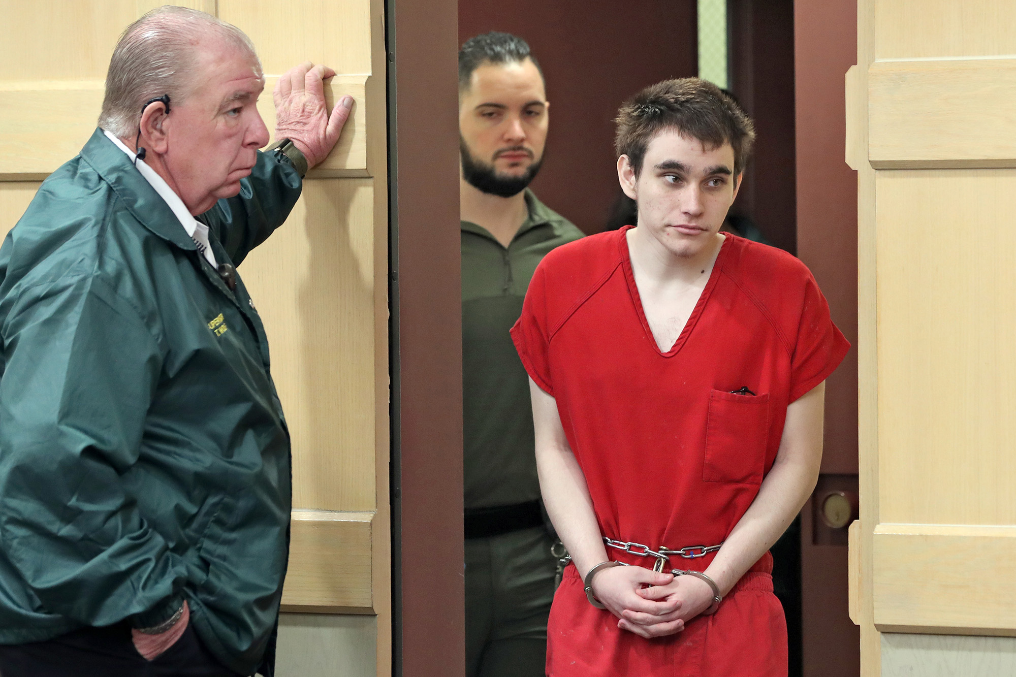 PHOTO: Parkland school shooter Nikolas Cruz enters the courtroom for a pre-trial hearing at the Broward County Courthouse in Fort Lauderdale on Jan. 27, 2020, for four criminal counts stemming from his alleged attack on a Broward jail guard in Nov. 2018.