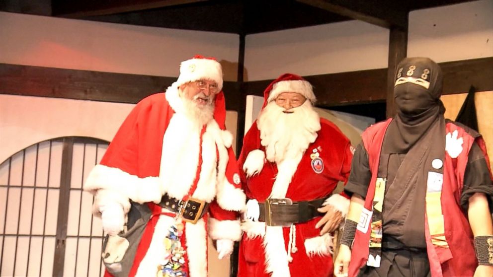 PHOTO: A pair of Santas getting ninja training in Japan.