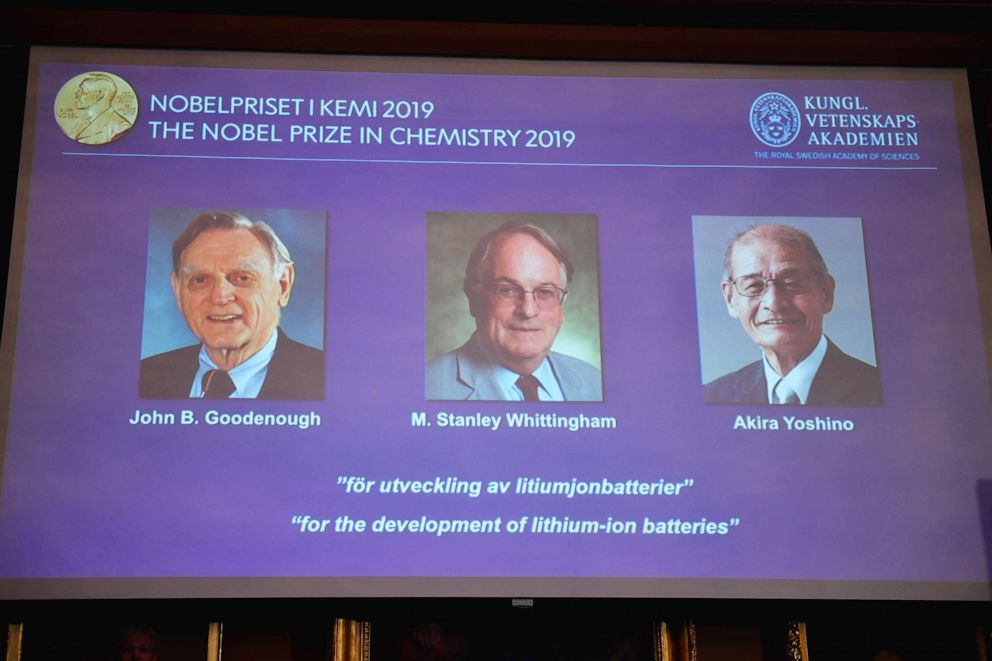 Nobel Prize in Chemistry awarded for development of rechargeable