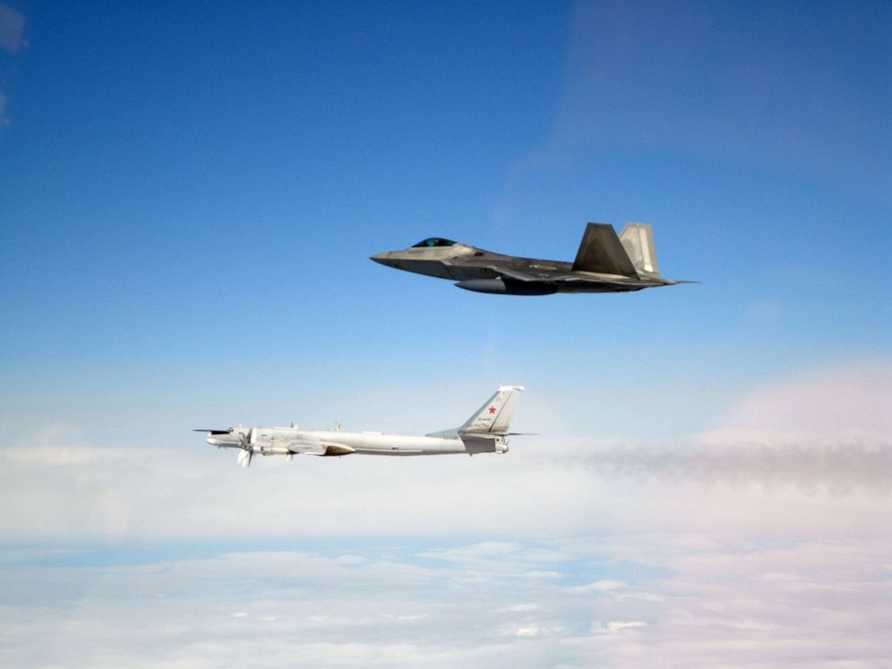 PHOTO: Four F-22s intercepted four Tupolev Tu-95 bombers and two Su-35 fighters that had entered the Alaskan Air Defense Identification Zone (ADIZ) on May 20, 2019.