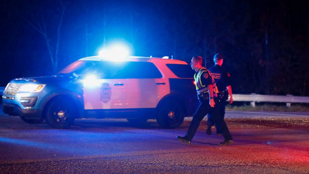 PHOTO: Police block the entrance to I-540 east at Buffaloe Road in Raleigh, N.C., Oct. 13, 2022. 