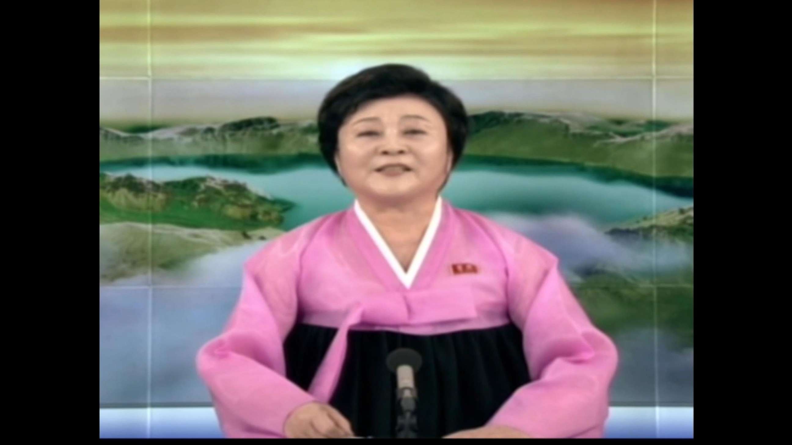 PHOTO: A North Korean TV anchor reports on the meeeting of U.S. Secretary of State Mike Pompeo and North Korean President Kim Jong Un, May 9, 2018.  