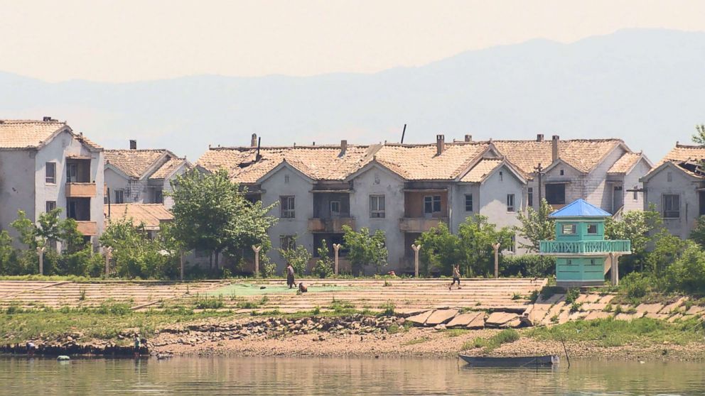 PHOTO:A view across the Yalu River into neighboring North Korea as seen from the Chinese city of Dandong.