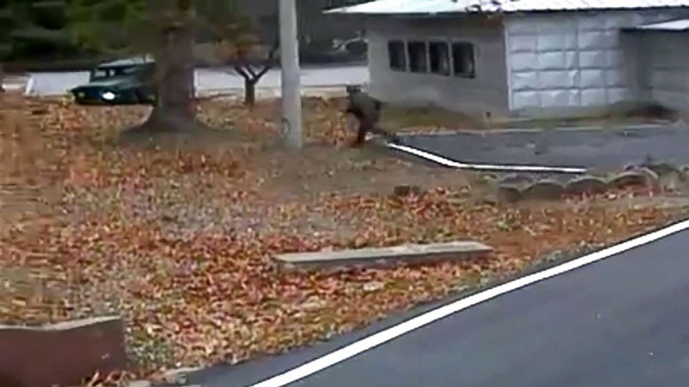 PHOTO: This screengrab made from video footage released by the United Nations Command, Nov. 22, 2017, shows a North Korean soldier running back to the north side of the Joint Security Area of the Demilitarized Zone while in pursuit of a defector.