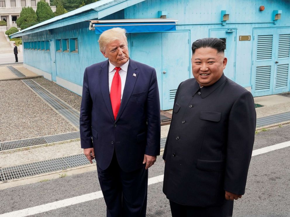 PHOTO: President Donald Trump meets with North Korean leader Kim Jong Un at the demilitarized zone separating the two Koreas, in Panmunjom, South Korea, June 30, 2019.