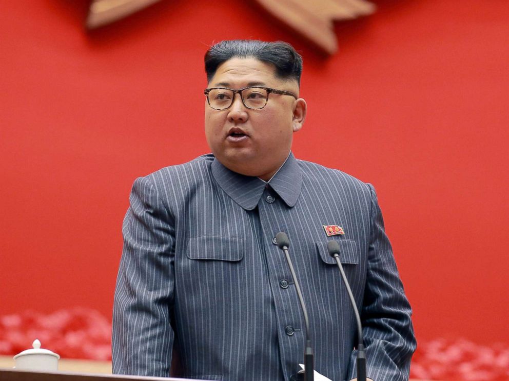 PHOTO: North Korean leader Kim Jong Un speaks during the conference of cell chairpersons of the ruling party in Pyongyang, North Korea, Dec. 24, 2017.