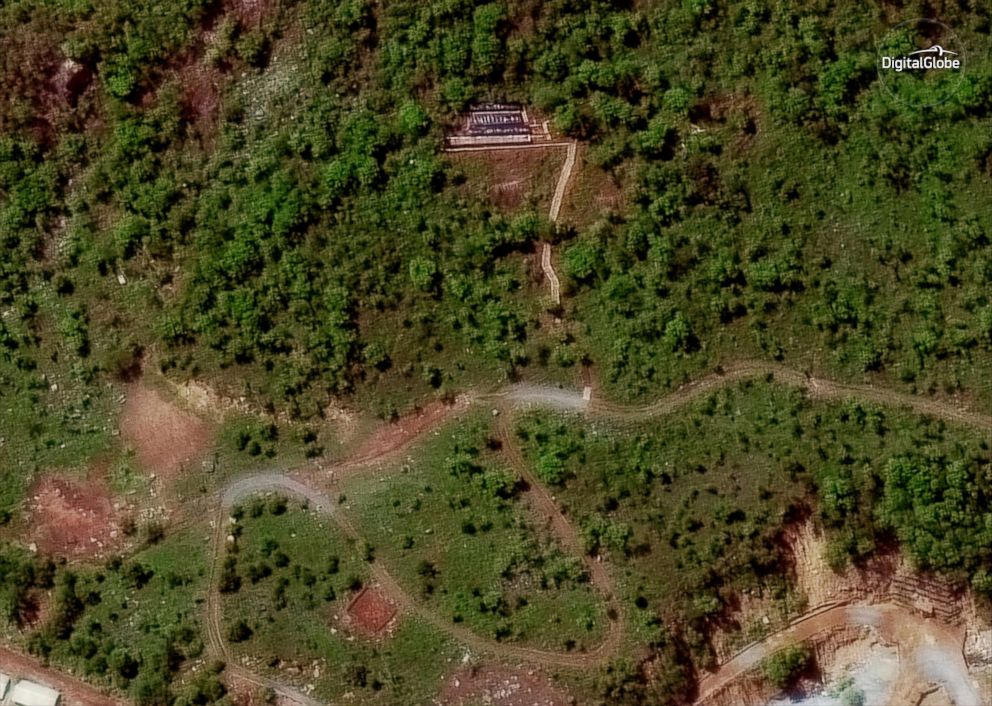 PHOTO: In this May 23, 2018 satellite file it shows the Punggye-ri test site in North Korea. North Korea said on May 24 it has carried out what it says is the demolition of its nuclear test site in the presence of foreign journalists.