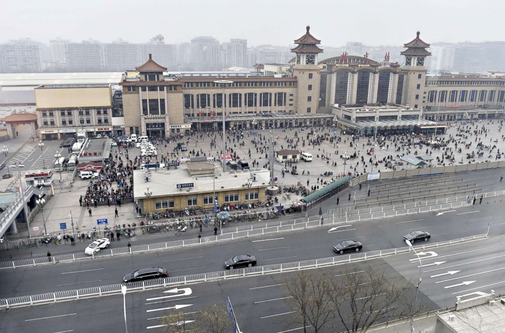 PHOTO: A motorcade believed to be carrying a high-ranking North Korean official enters Beijing train station on March 27, 2018. Media speculation has been high regarding a possible visit by North Korean leader Kim Jong Un to the Chinese capital.