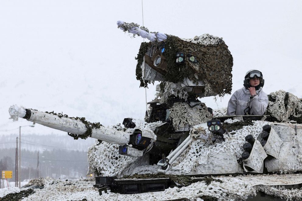 PHOTO: A member of the Norwegian army participates in a military exercise called "Cold Response 2022," a gathering of troops from NATO member countries, amid Russia's invasion of Ukraine, in Setermoen in the Arctic Circle, Norway, March 25, 2022.