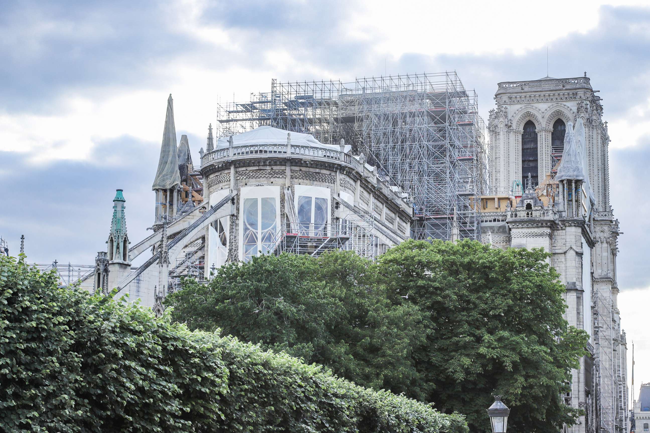 PHOTO: Notre-Dame in Paris, June 29, 2019, after it the fire on April 15, 2019. 