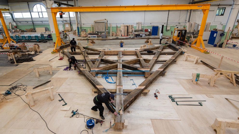 PHOTO: With the grand reopening to the public set for December 8 2024 at 11:15 sharp, the first step in the restoration of the cathedral’s spire is underway in the city of Brey in North-eastern France.