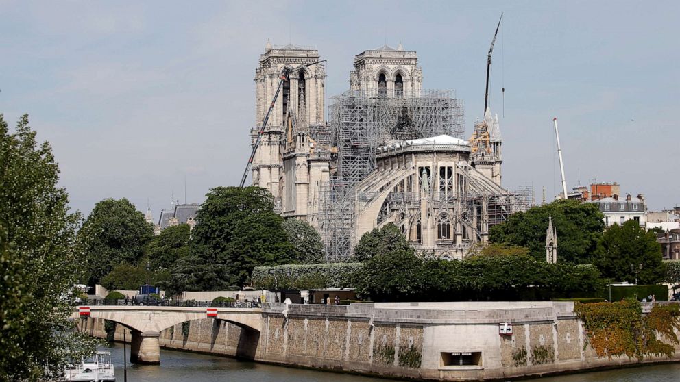 PHOTO: Notre Dame cathedral is pictured after the massive fire that ravaged the monument, May 23, 2019, in Paris.