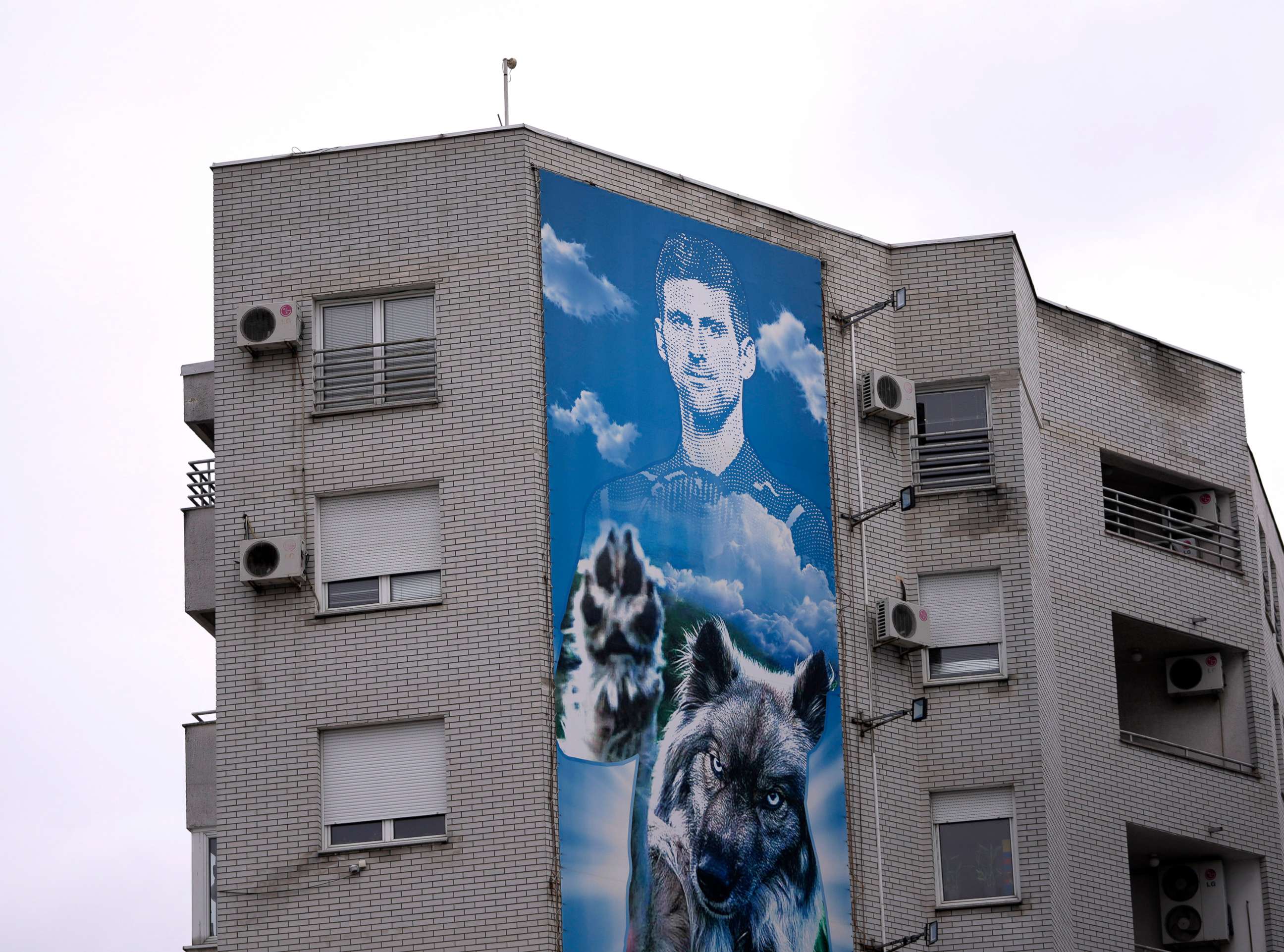 PHOTO: A billboard depicting Serbian tennis player Novak Djokovic, on a building in Belgrade, Serbia, Jan. 6, 2022.
