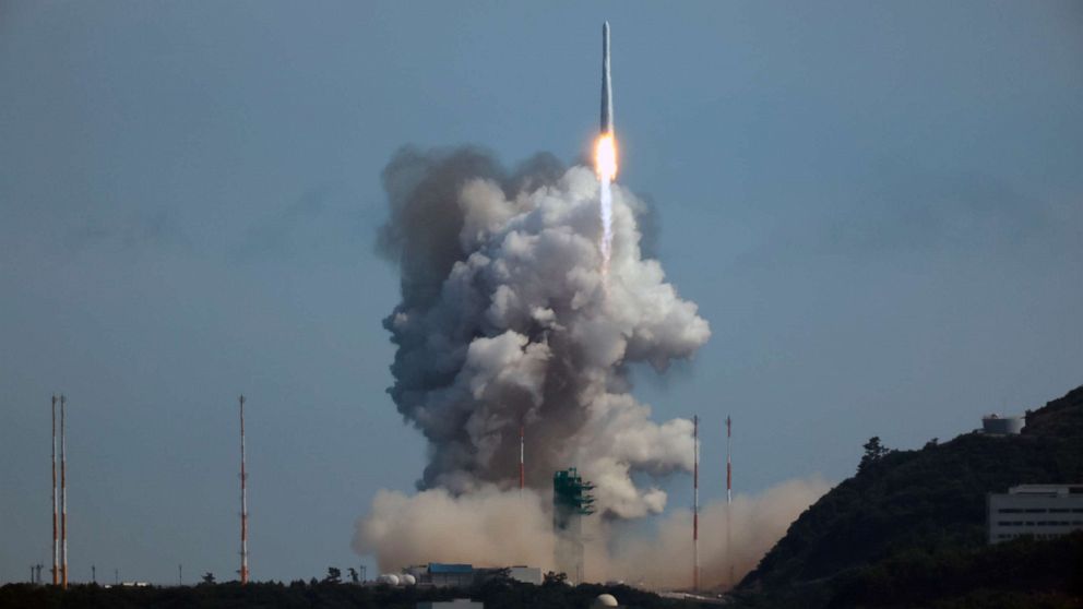 PHOTO: The Nuri rocket, South Korea's first domestically built space rocket, lifts off from a launch pad at the Naro Space Center in Goheung, South Korea, June 21, 2022.
