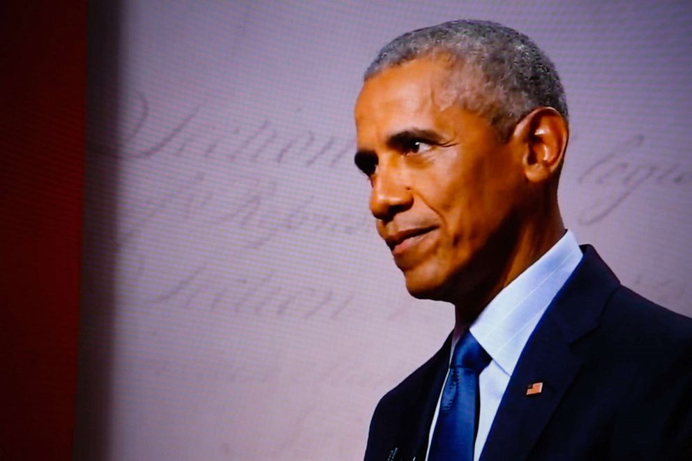 PHOTO: Former President Barack Obama addresses the virtual 2020 Democratic National Convention, Aug. 20, 2020.
