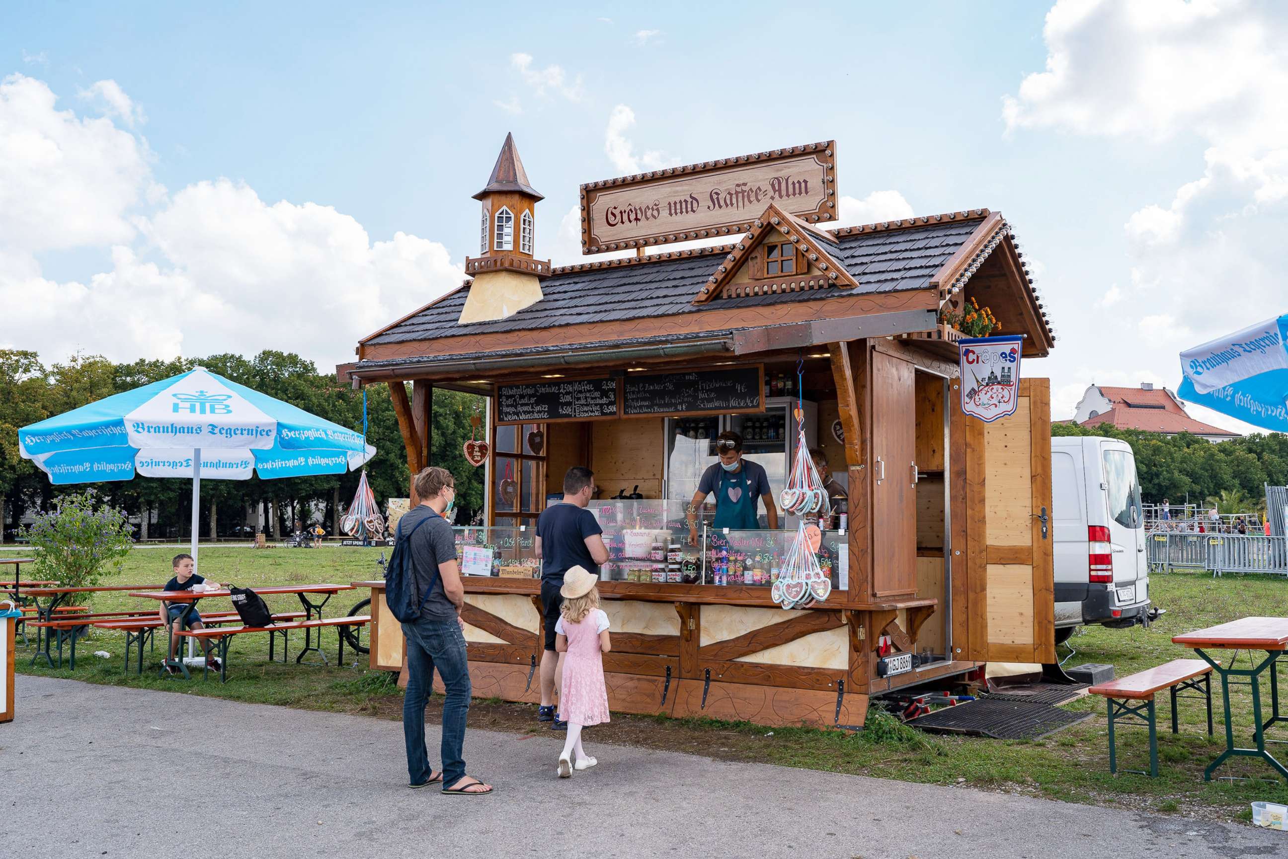 PHOTO: Instead of thousands of workers prepping for Oktoberfest at the Theresienwiese site, only two food stands now greet visitors.