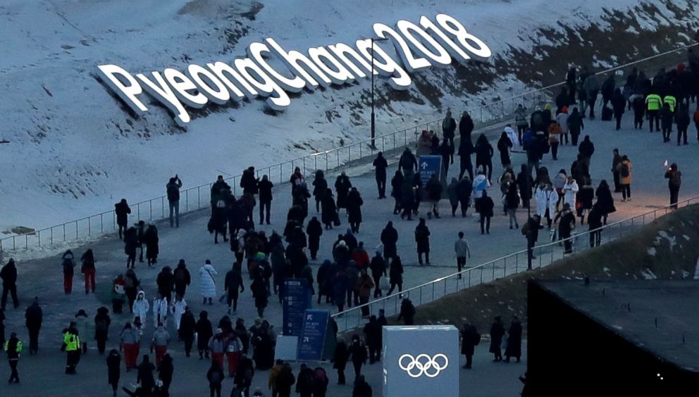 PHOTO: People arrive at the Olympic Stadium for the opening ceremonies of the 2018 Winter Olympics in Pyeongchang, South Korea, Feb. 9, 2018. 