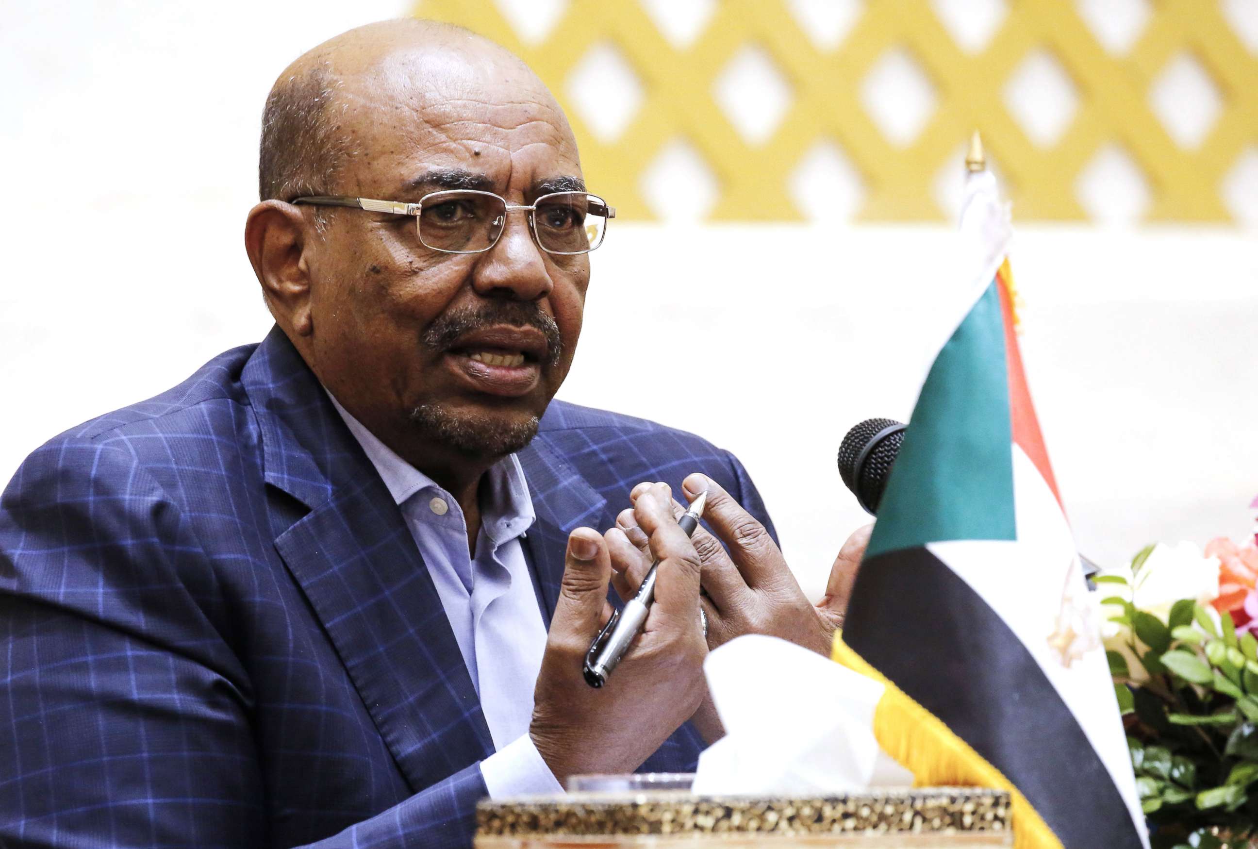 PHOTO: In this file photo taken on March 02, 2017, Sudanese President Omar al-Bashir gives a press conference at the presidential palace in the capital Khartoum.