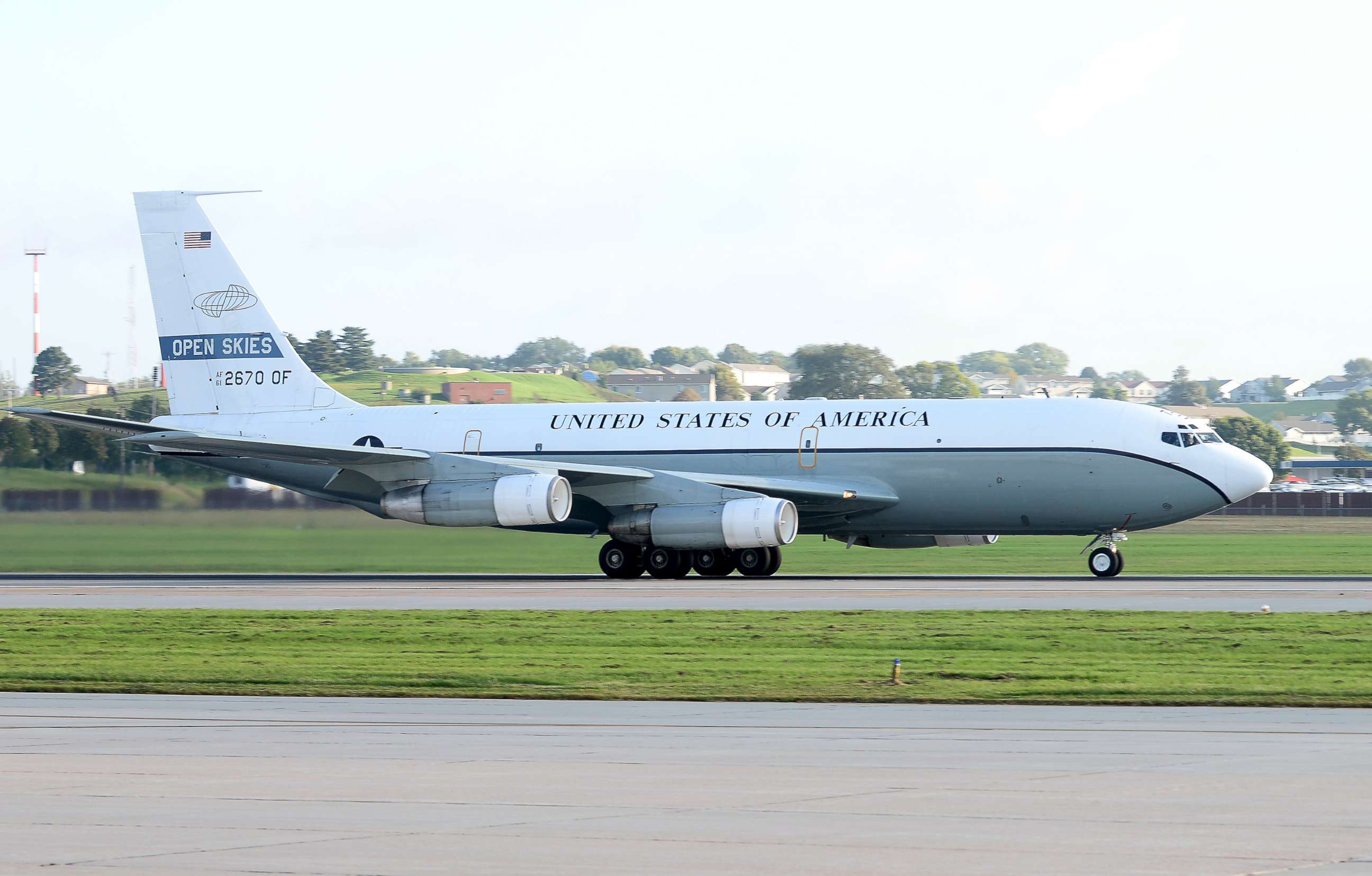 PHOTO: An OC-135 Open Skies aircraft takes off Sept. 14, 2018 from the flight line at Offutt Air Force Base, Neb.