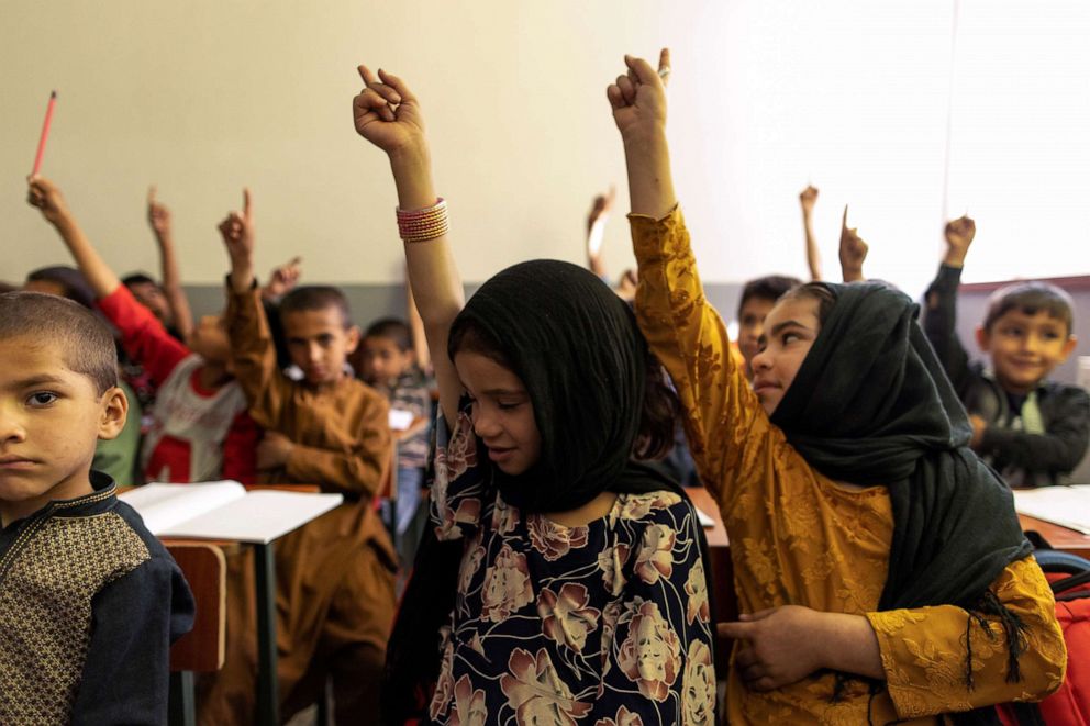 PHOTO: Children attend lessons at their orphanage in Kabul, Afghanistan, Oct. 10, 2021.