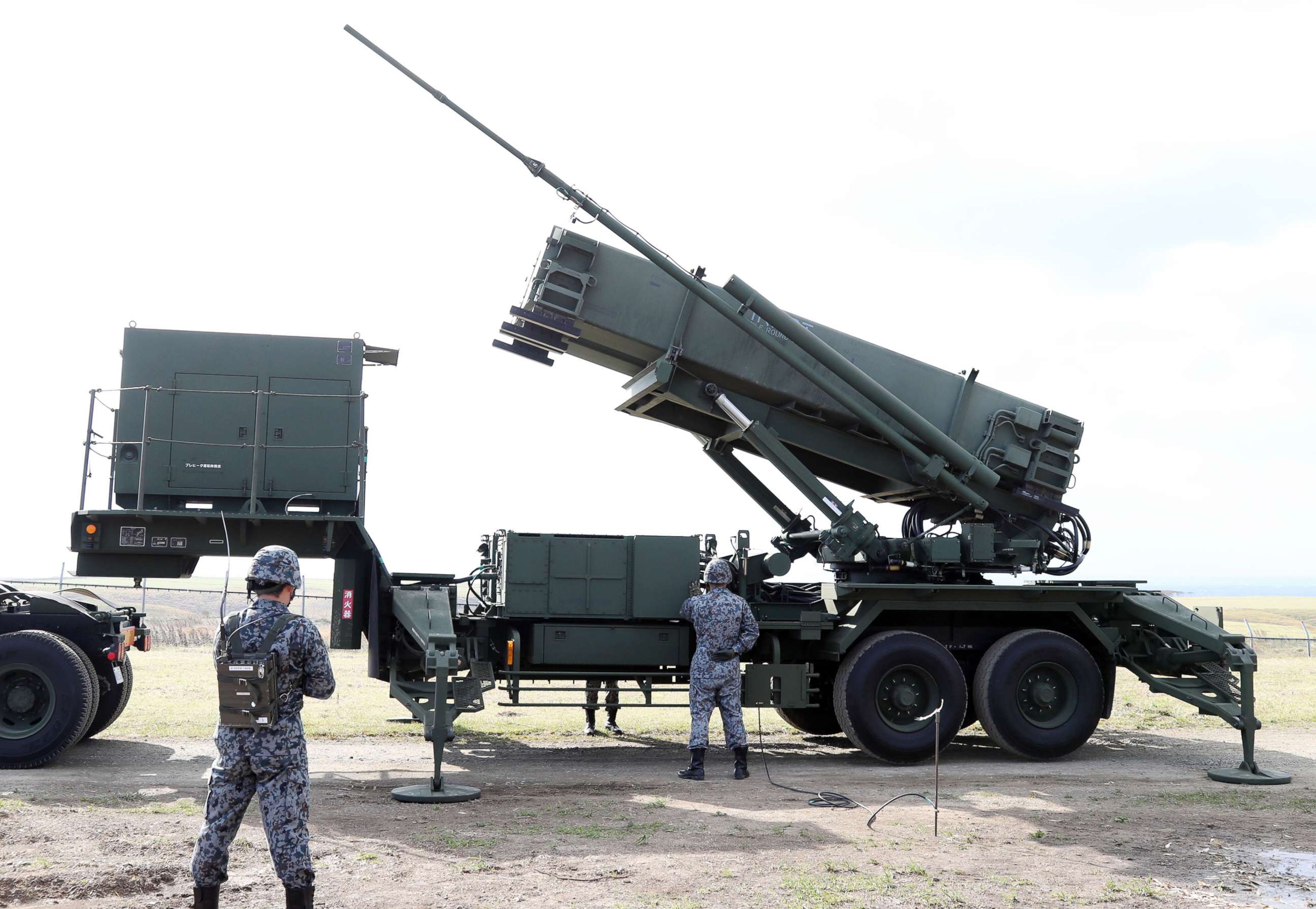 PHOTO: Patriot Advanced Capability-3 missile interceptors (PAC3) are unveiled to media during a training in Erimo Town, Hokkaido on Oct. 31, 2017. Japan Self-Defense Forces has prepared for North Korea's ballistic missile.