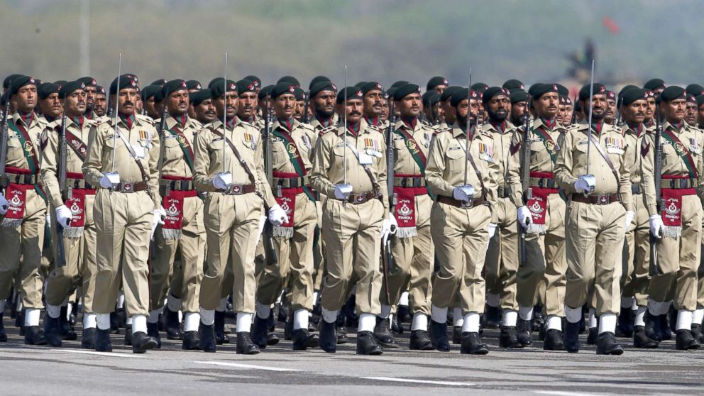 PHOTO: Members of the Pakistani Armed Forces attend a military parade to mark Pakistan's National Day in Islamabad, March 23, 2018.