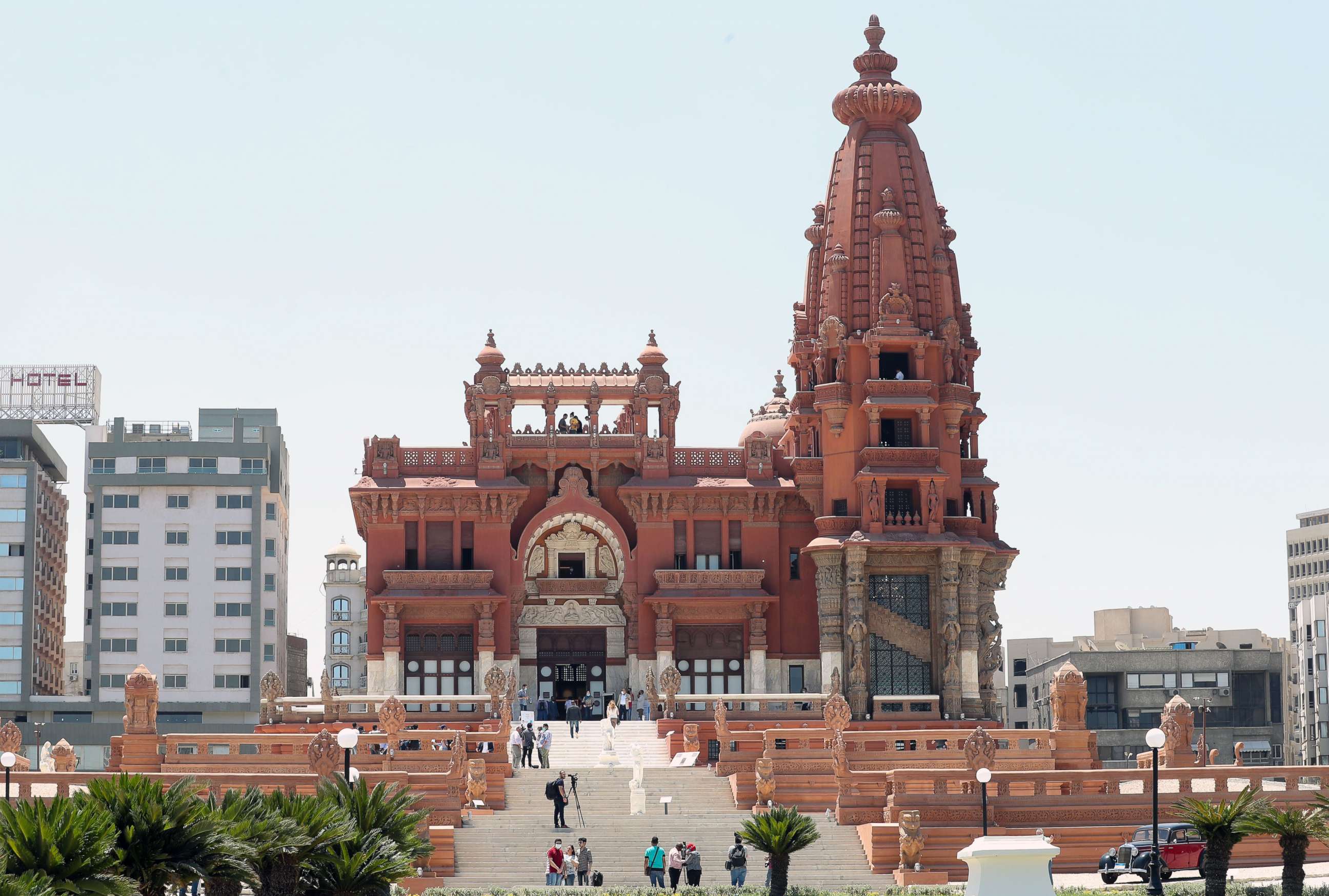 PHOTO: An exterior view of the the Baron Empain Palace after it was reopened to visitors in the suburb of Heliopolis, Cairo, Egypt, June 30, 2020.