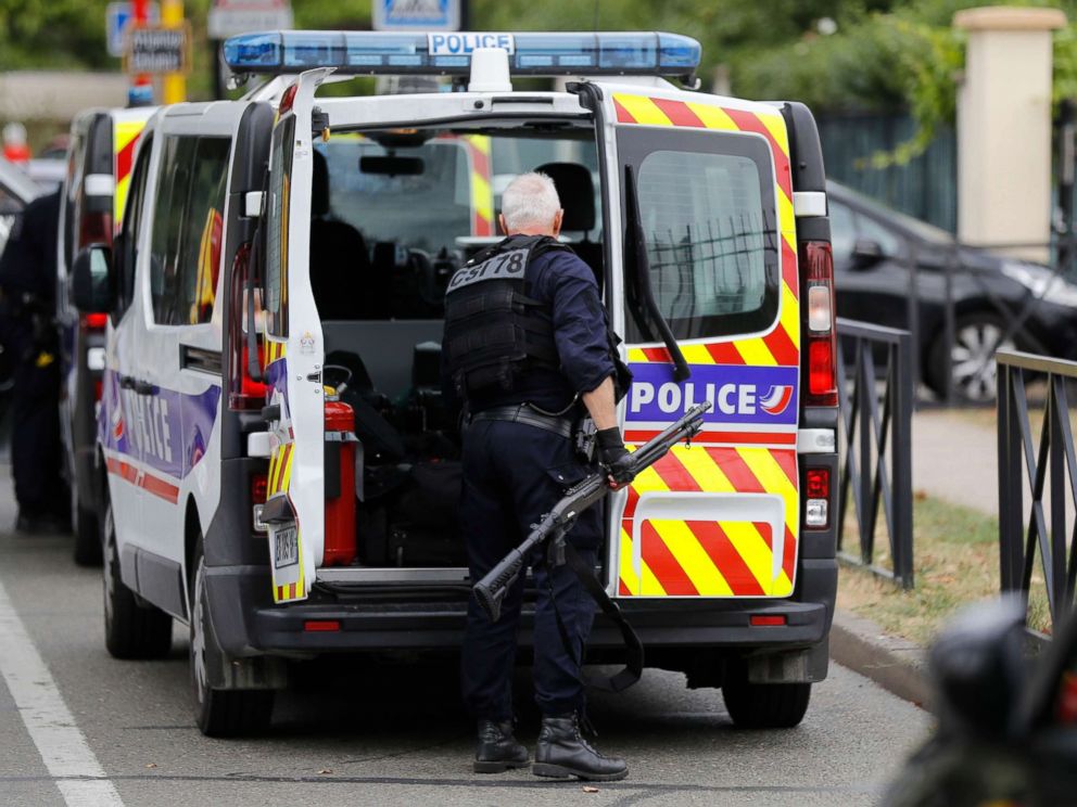 PHOTO: French police establish a security perimeter around a residential pavilion in France, Aug. 23, 2018.