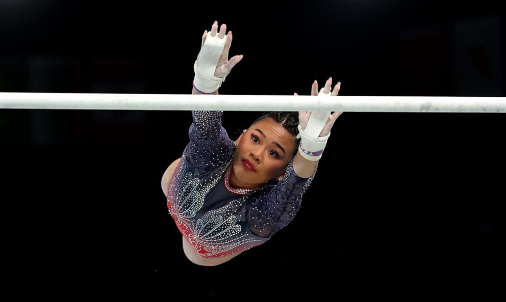 PHOTO: Sunisa Lee of the U.S. waits to compete on the uneven bars during the artistic gymnastics women's all-around final at the 2024 Paris Olympics, Aug. 1, 2024.