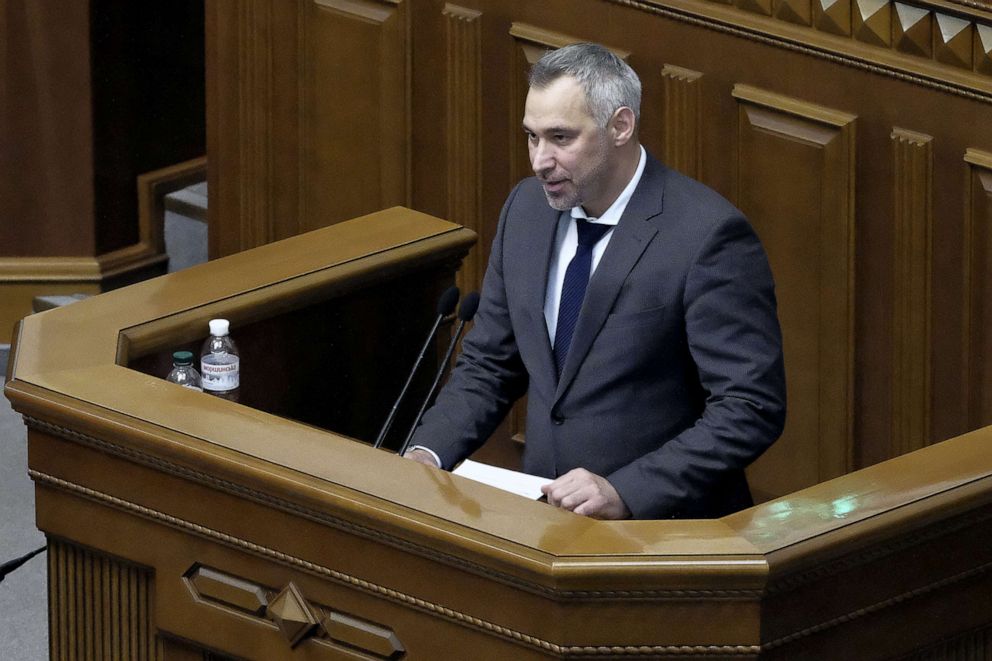 PHOTO: Ukraine's Prosecutor-General Ruslan Riaboshapka addresses a special meeting, March 5, 2020.