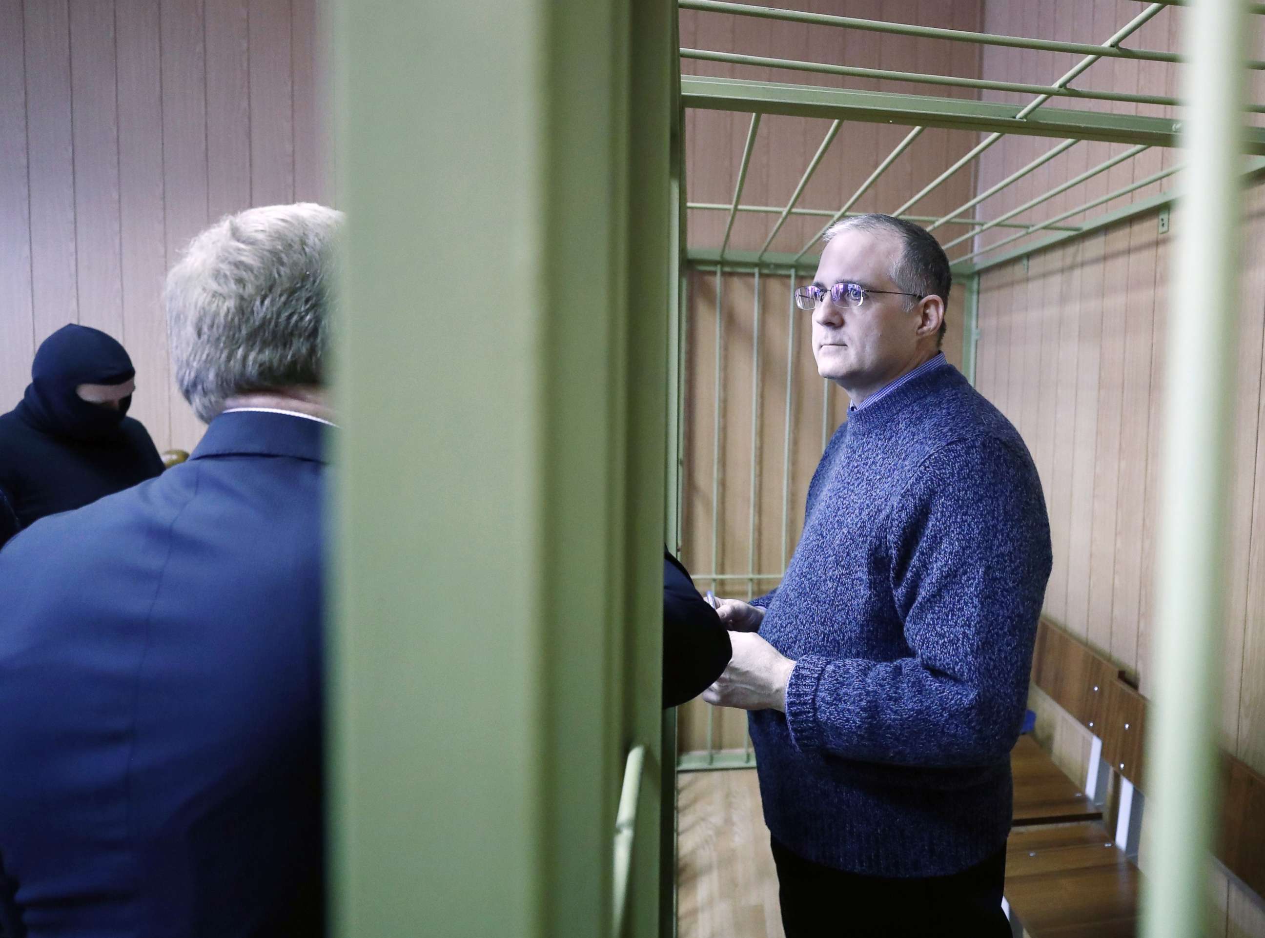 PHOTO:  Suspected spy Paul Whelan attends a hearing of the extension his arrest at the Lefortovo District Court in Moscow, Feb. 22, 2019