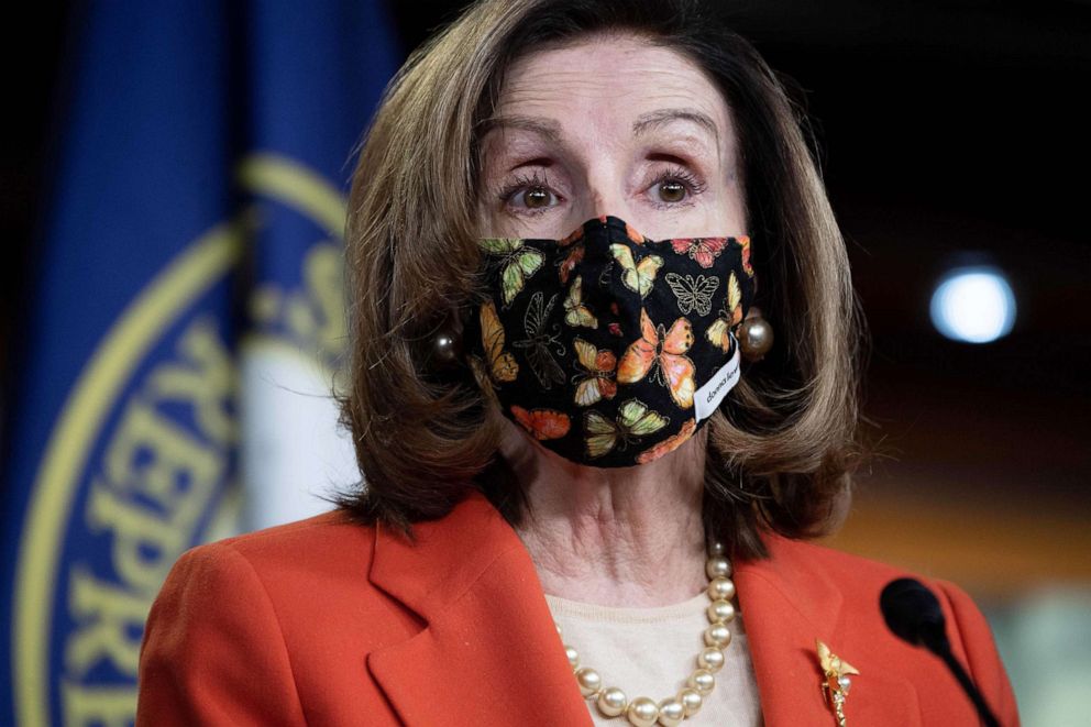 PHOTO: Speaker of the House Nancy Pelosi speaks during her weekly press briefing on Capitol Hill in Washington, D.C. on Jan. 15, 2021.