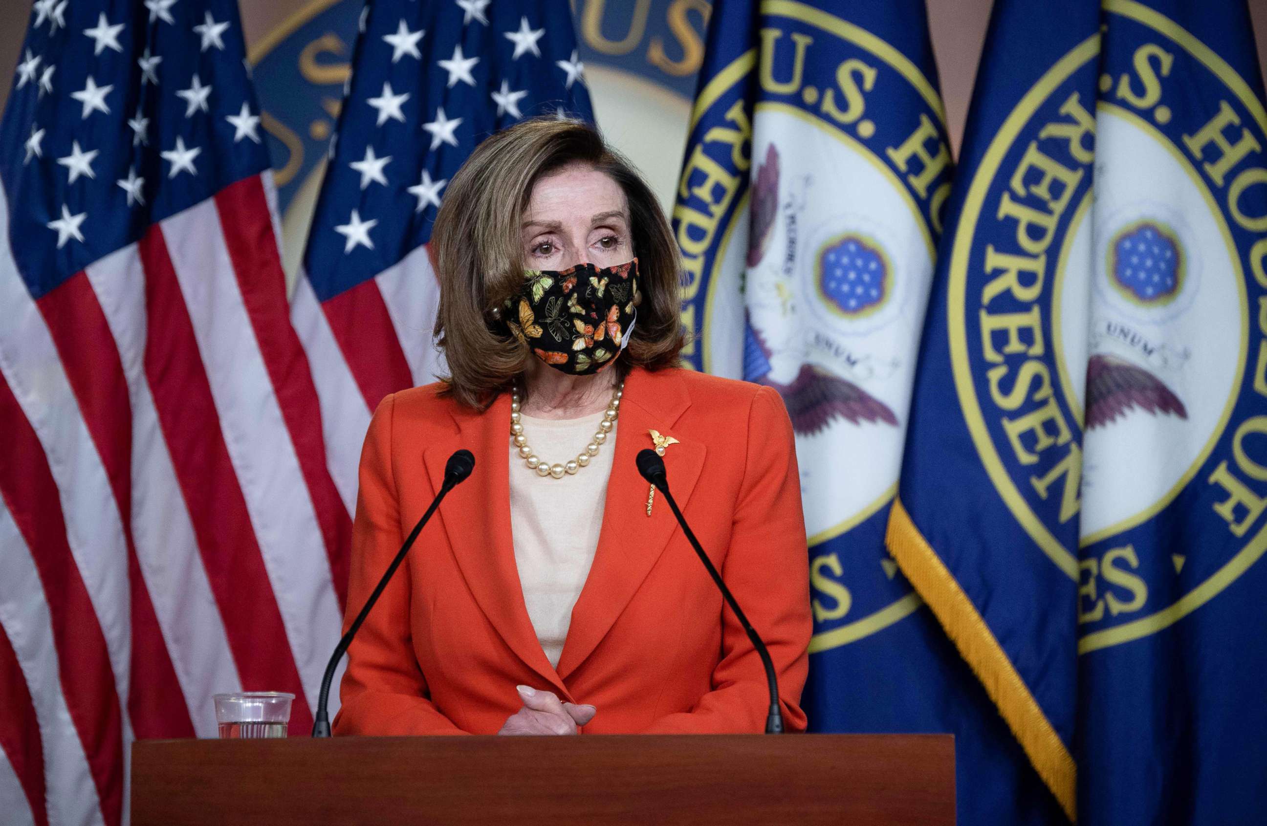 PHOTO: Speaker of the House Nancy Pelosi speaks during her weekly press briefing on Capitol Hill in Washington, D.C. on Jan. 15, 2021.