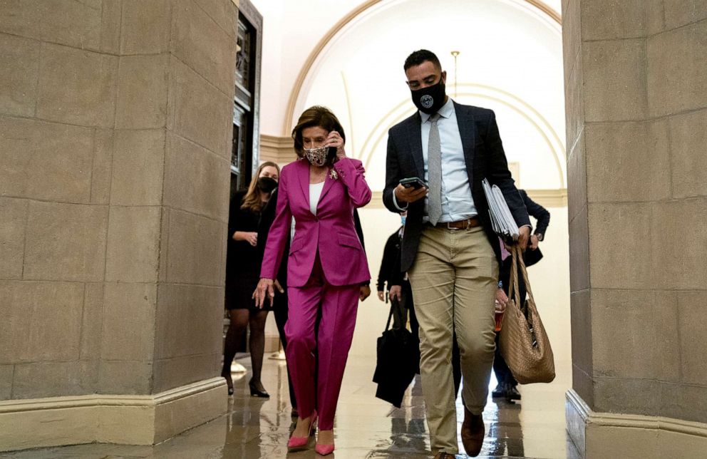 PHOTO: Seaker of the House Nancy Pelosi arrives at the Capitol in Washington early on Nov. 5, 2021.