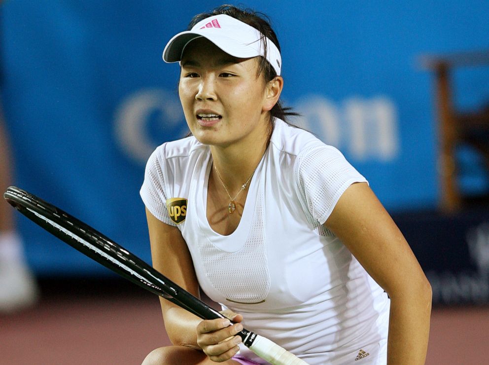 PHOTO: Peng Shuai, of China, reacts during her final silver group match against Denmark's tennis player Caroline Wozniacki at the JB. Group Classic tennis event in Hong Kong, Jan. 5, 2008.