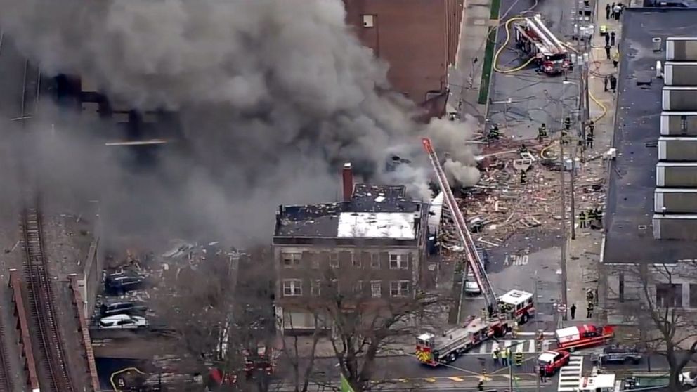 PHOTO: Fire crews respond to the RM Palmer Chocolate factory in West Reading, Pennsylvania, March 24, 2023.