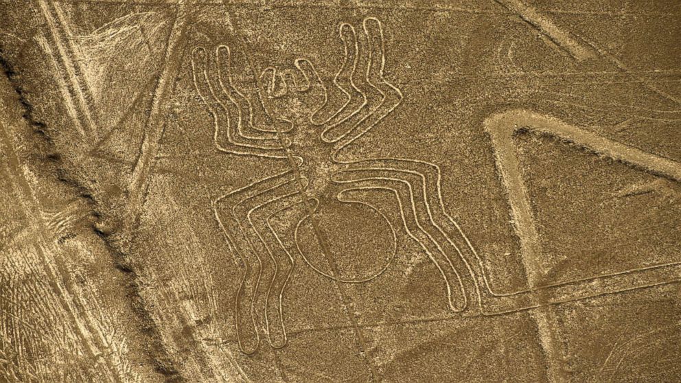 PHOTO: An aerial view of the Spider geoglyph in the Nazca desert in southern Peru is pictured in this Dec. 11, 2014 file photo.
