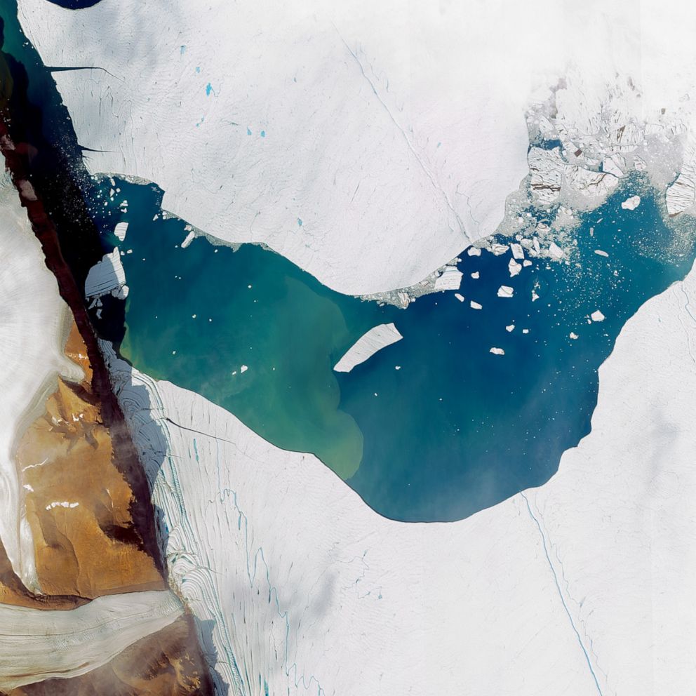 PHOTO: This is a satellite image of a massive iceberg calving from the Petermann Glacier in Greenland, collected on July 19, 2012.