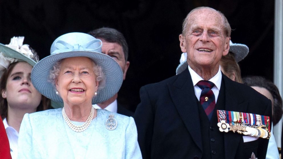 PHOTO: Queen Elizabeth II and Prince Philip, Duke of Edinburgh on the balcony at Buckingham Palace during the annual Trooping The Colour parade, June 17, 2017, in London.