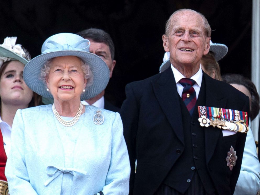 PHOTO: Queen Elizabeth II and Prince Philip, Duke of Edinburgh on the balcony at Buckingham Palace during the annual Trooping The Colour parade, June 17, 2017, in London.