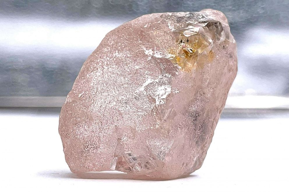 PHOTO: This undated handout picture released by Lucapa Diamond Company Limited on July 27, 2022 shows a 170 carat pink diamond -- dubbed The Lulo Rose -- that was discovered at the Lulo mine in Angola's diamond-rich northeast region.