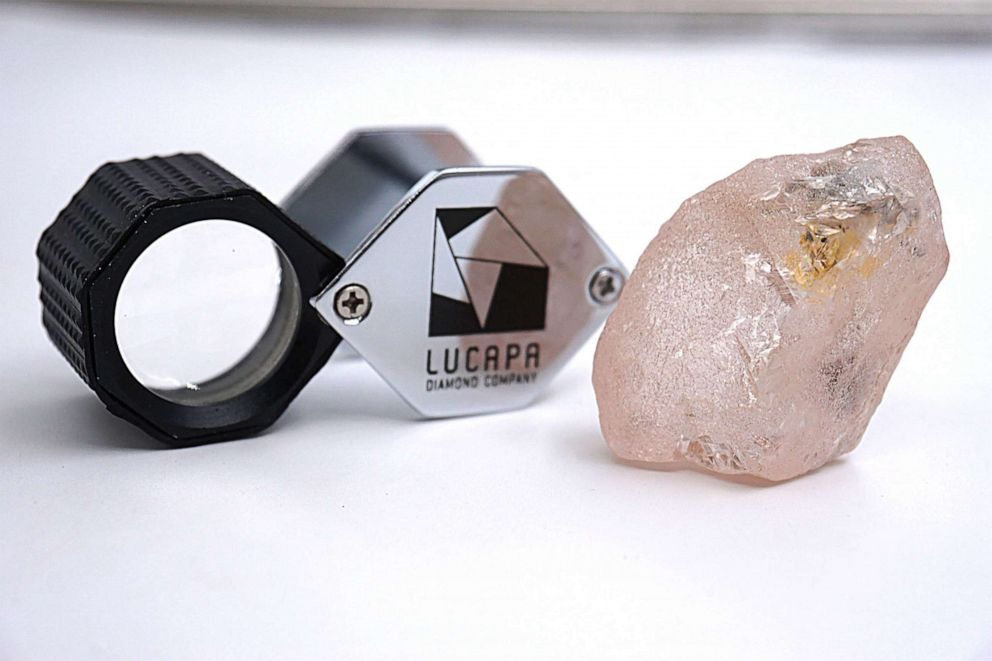 PHOTO: This undated handout picture released by Lucapa Diamond Company Limited on July 27, 2022 shows a 170 carat pink diamond -- dubbed The Lulo Rose -- that was discovered at the Lulo mine in Angola's diamond-rich northeast region.