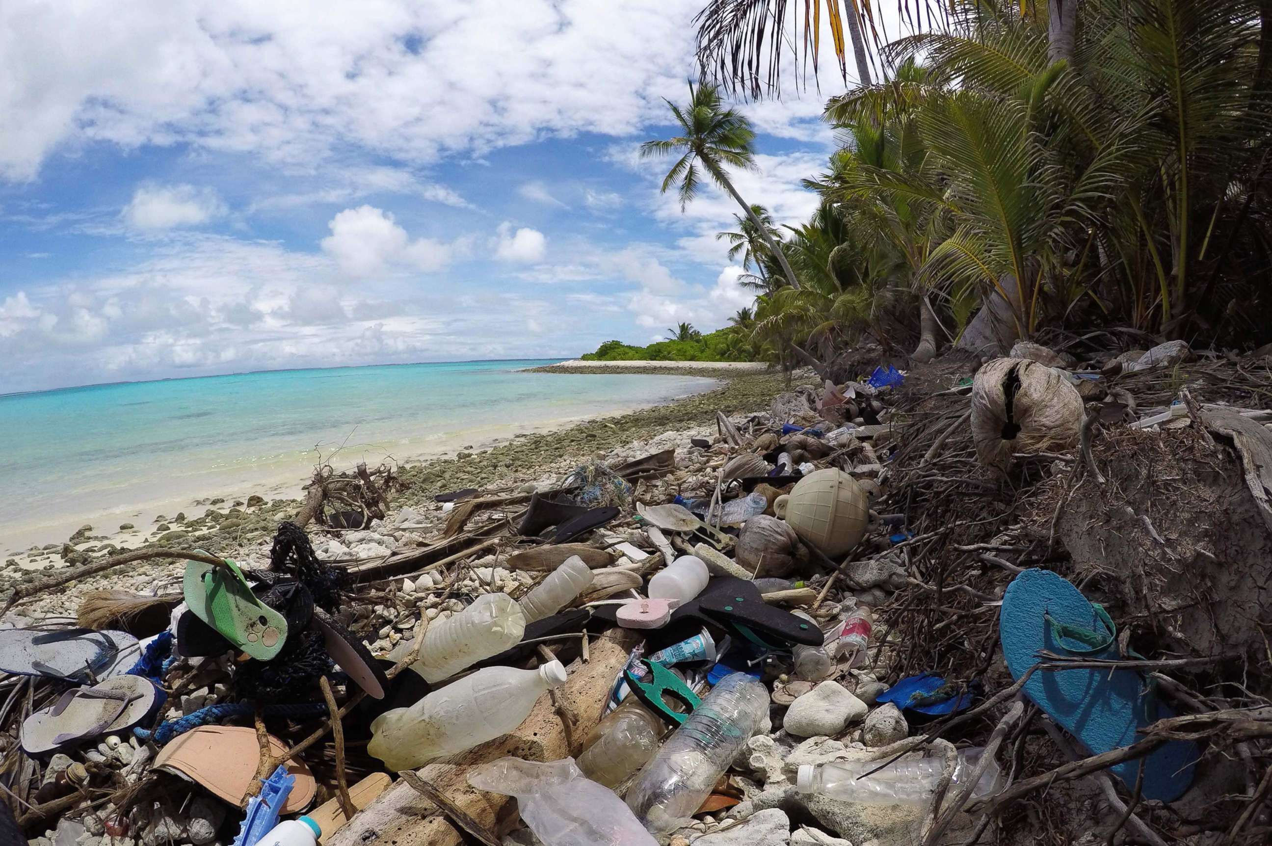 PHOTO: Plastic debris washed up on a beach on Cocos Islands, Australia.