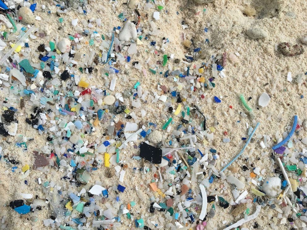 PHOTO: Plastic debris washed up on a beach on Cocos Islands, Australia.