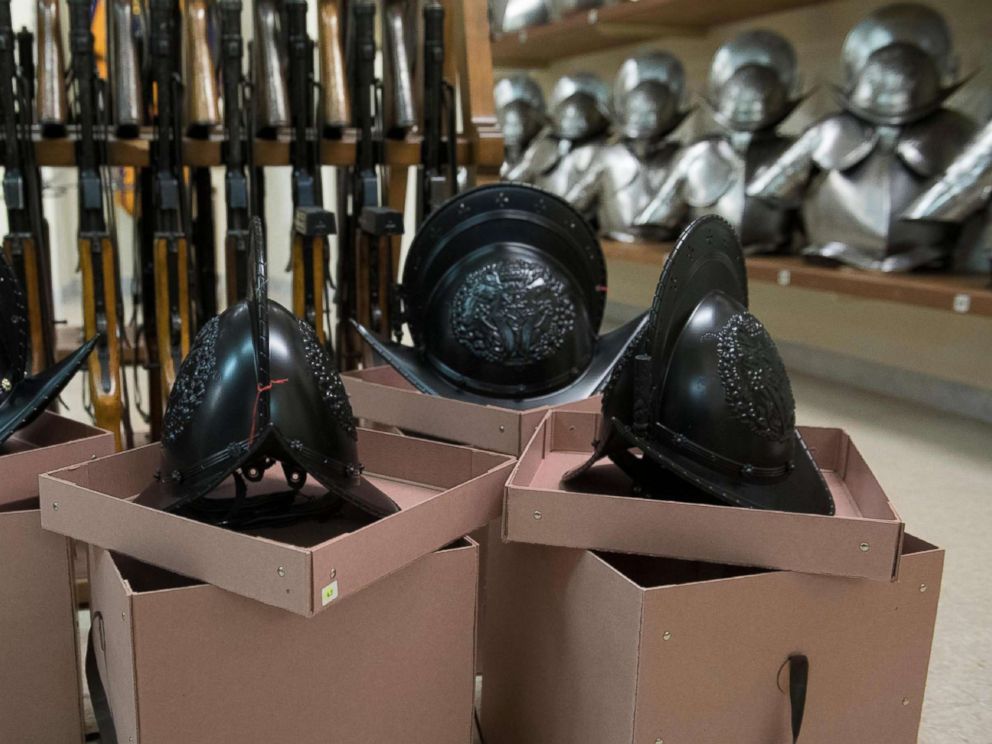 PHOTO: The Pontifical Swiss Guards new helmets made of thermoplastic and made with a 3D printer from a scan of the original metal helmets, Jan. 22, 2019, at the Vatican.