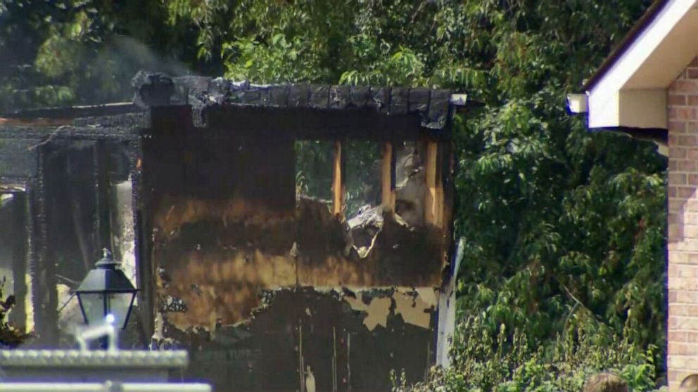 PHOTO: Damage is shown at the scene of a house explosion in Plum, Pa,, on Aug. 12, 2023.